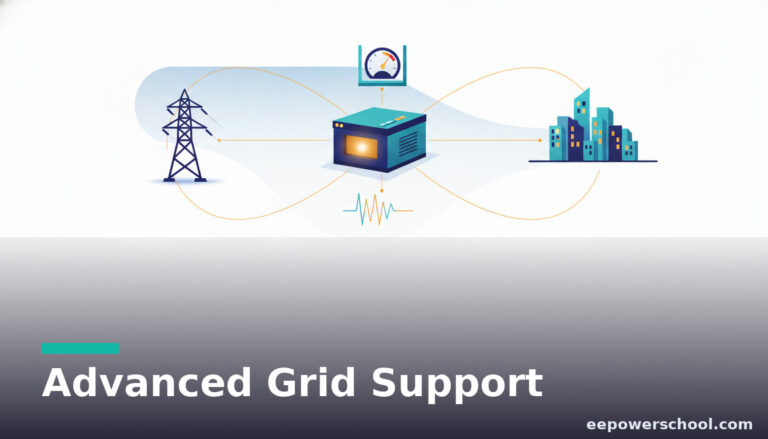 Advanced grid support concept: an inverter at the centre providing voltage, frequency and stability services to the grid