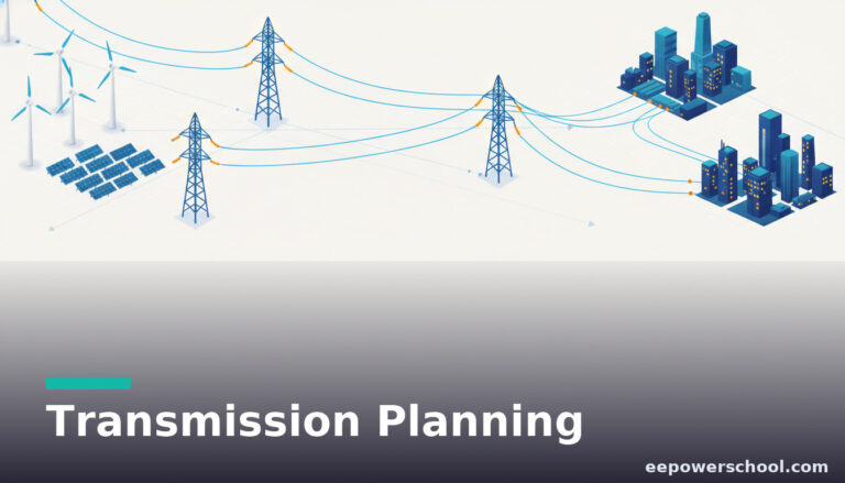 Transmission planning concept: a high-voltage network map linking renewable generation to cities with a planning overlay