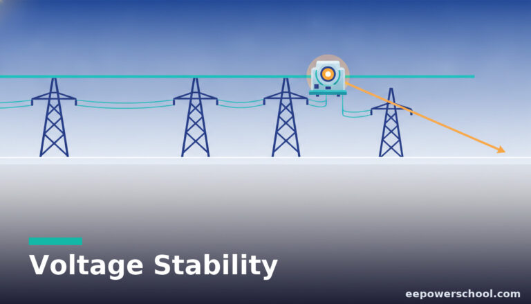 Voltage stability concept: a voltage profile across a grid being held steady against a sagging, collapsing one